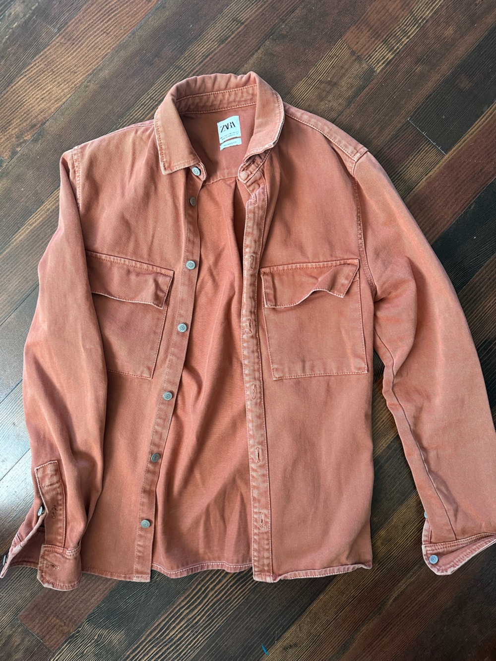 Zara Rust Orange Lightweight Shirt Jacket